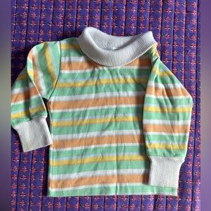 Vintage Health-Tex Striped Kids Sweater - Green, Orange, White 18 Months